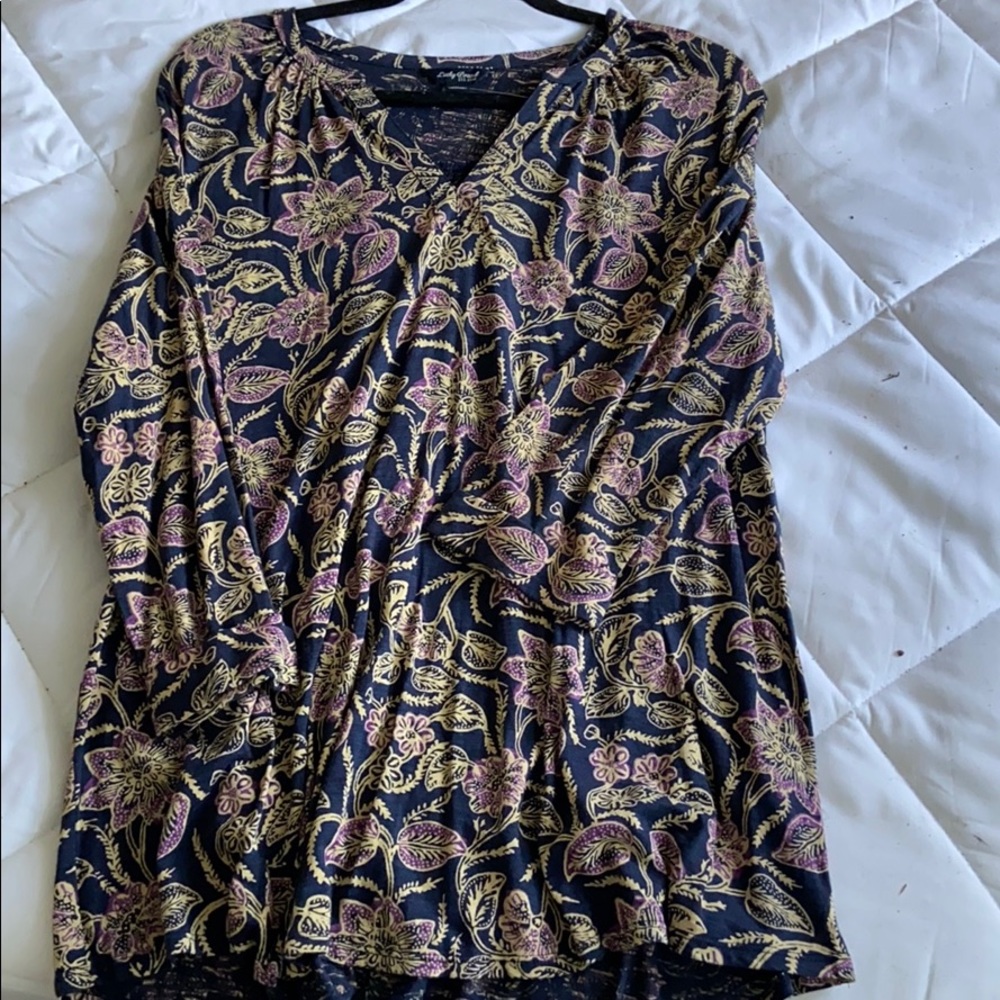 Lucky Brand Navy Flowy 3/4 Length Sleeve